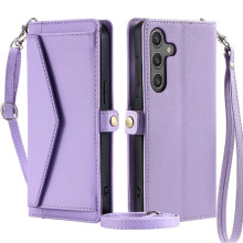 (Purple) Wallet Crossbody Case for Samsung Galaxy A16 5g Rfid Blocking Wallet Case for Women Card Holder Zipper Bills Slot