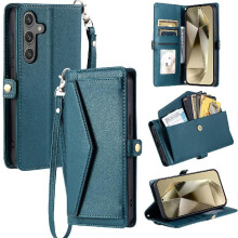 (Blue) Wallet Crossbody Case for Samsung Galaxy A16 5g Rfid Blocking Wallet Case for Women Card Holder Zipper Bills Slot