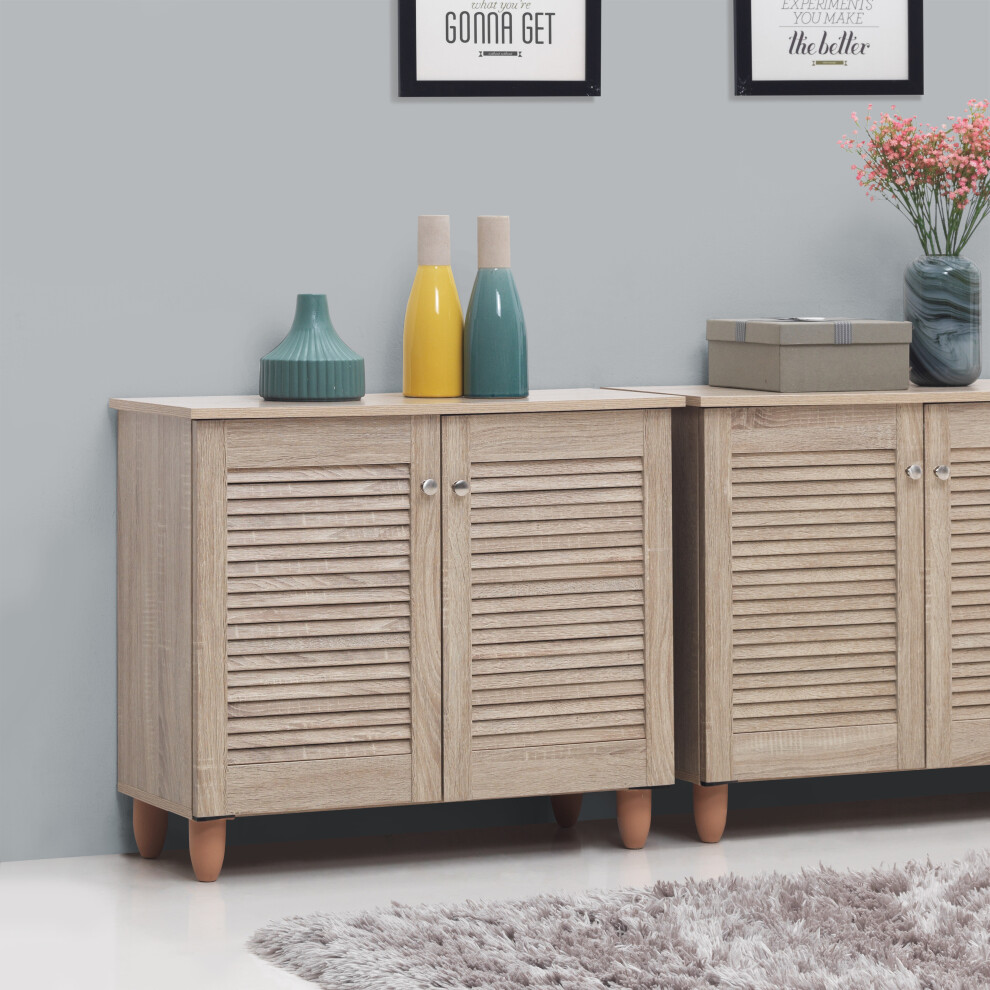 Modern Shoe Storage Cabinet 2 Doors  Sonoma Oak