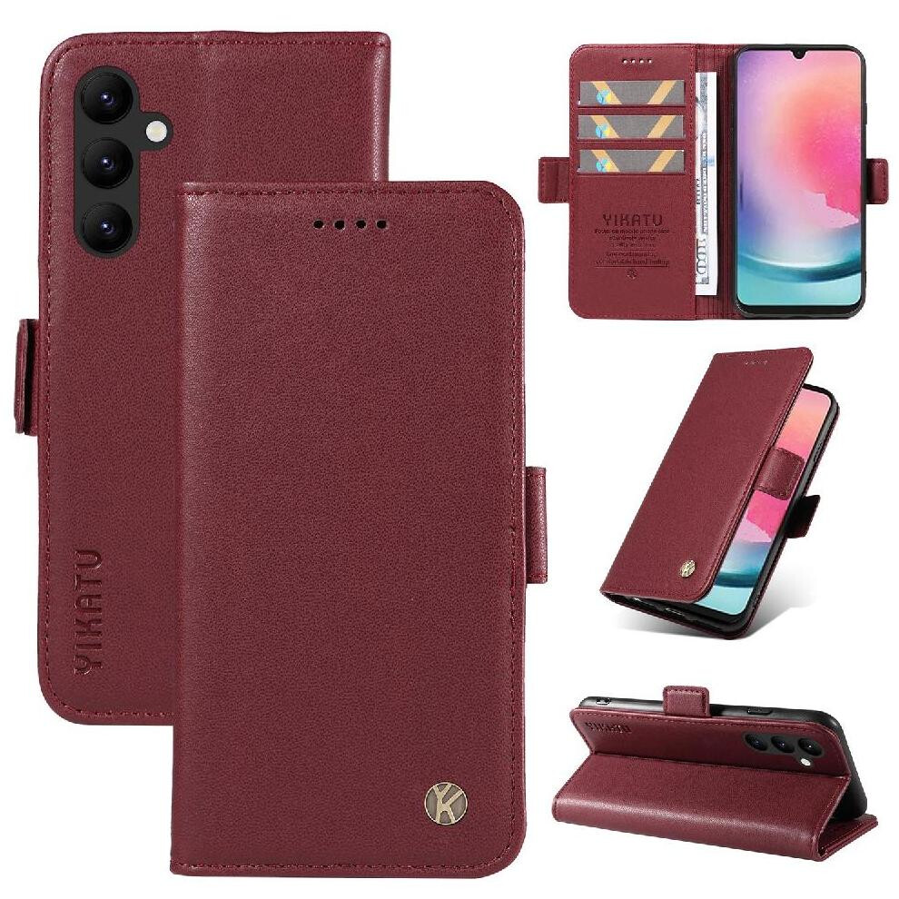Photos - Case  Flip  for Samsung Galaxy A24 5g Premium Faux Leather Lightweight and Luxe with Card Slots and Elegant Logo Embossi(Red)