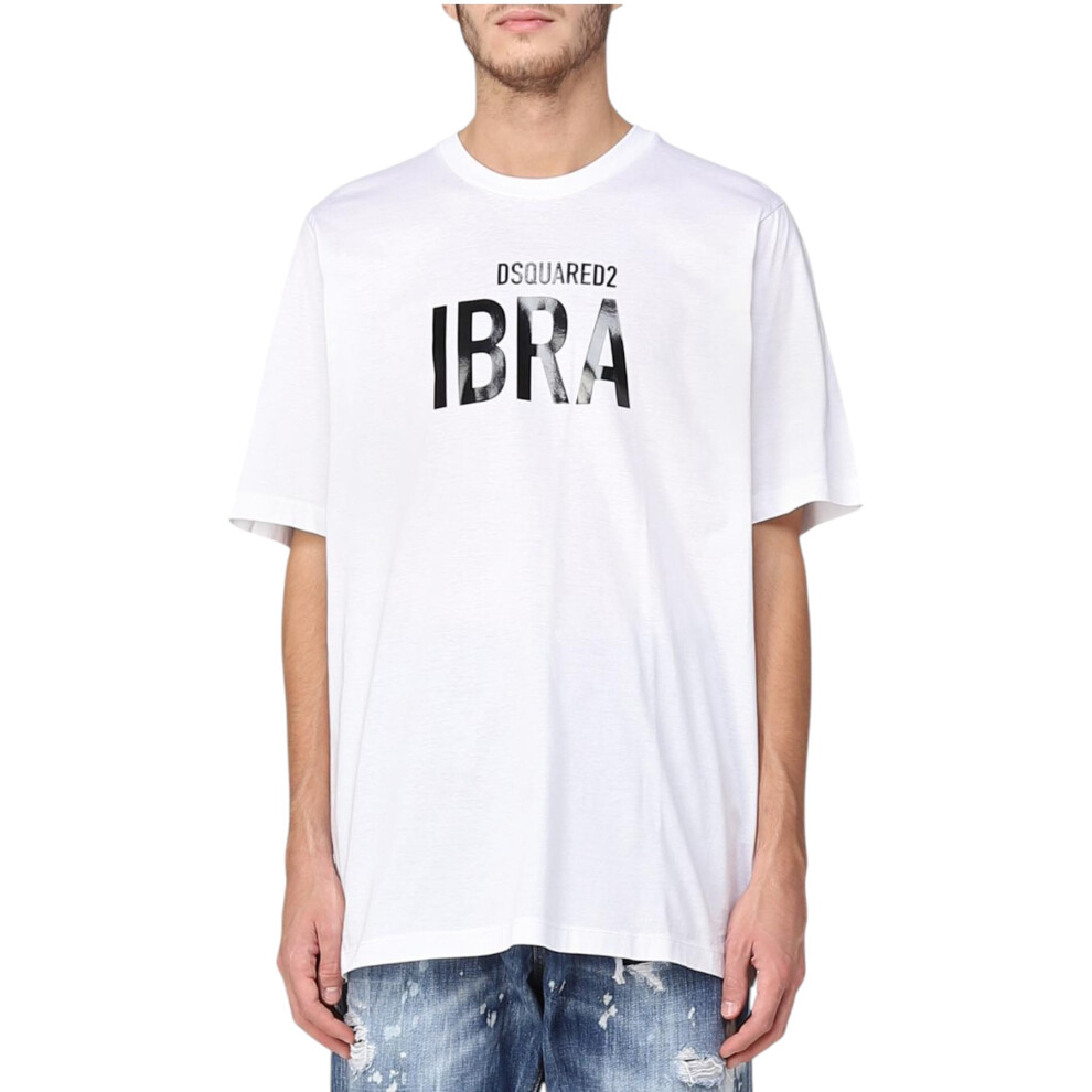 (White, M) DSQUARED2 Mens T Shirts Shorts Sleeve Crew Neck Graphic Print Casual Cotton New