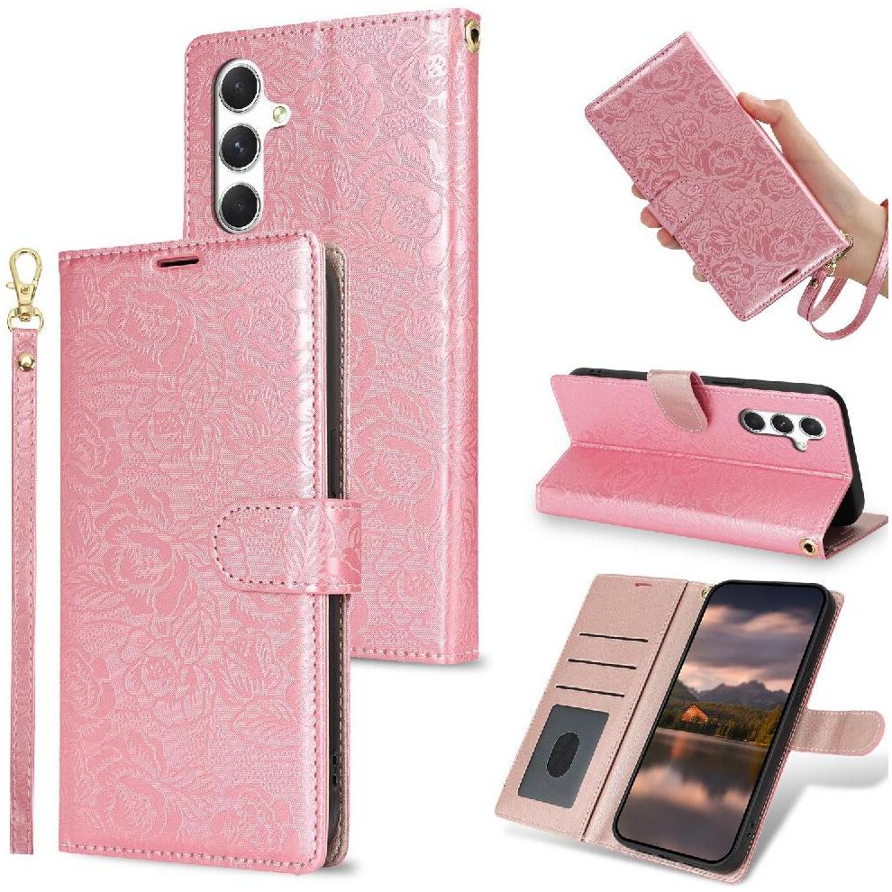 Photos - Case  Flip  for Samsung Galaxy S25 Plus Soft Tpu Wrist Lanyard Magnetic Closure Wallet(Pink)