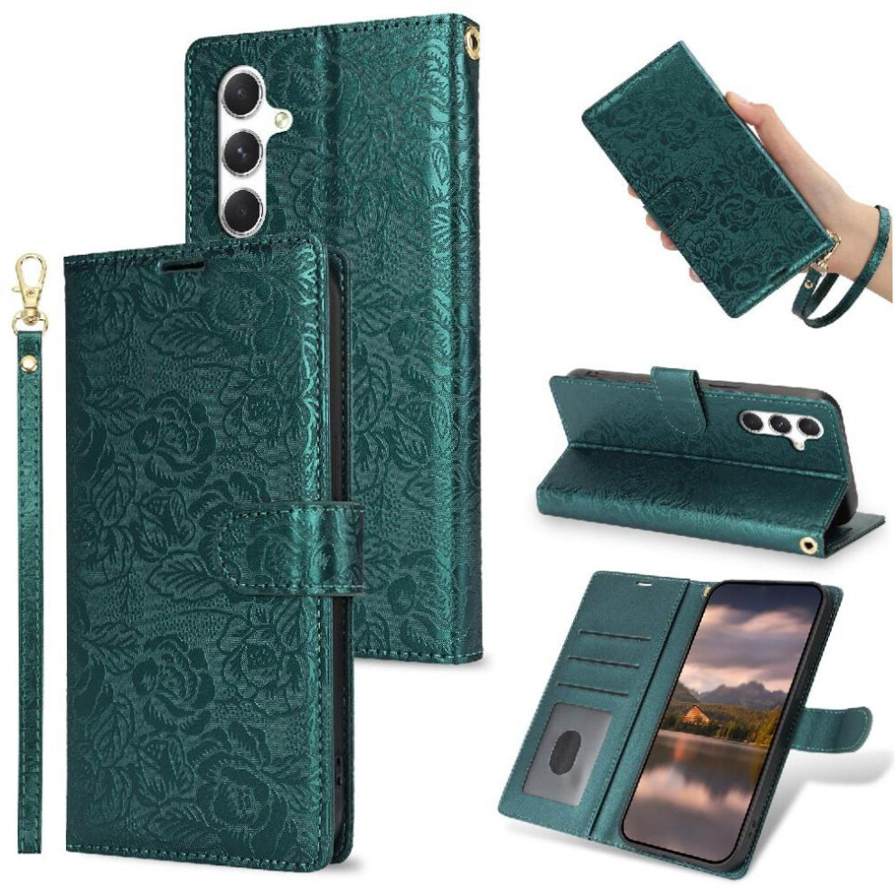 (Green) Flip Case For Samsung Galaxy A16 Soft Tpu Magnetic Closure Wrist Lanyard Wallet Green 764549310876