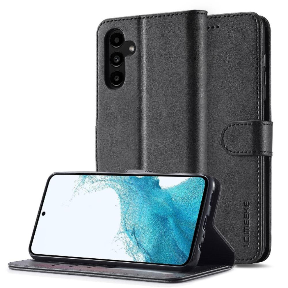 (Black) Flip Case For Samsung Galaxy S24 Fe 5G Pu Leather Kickstand With Card Slot Black 764549311460