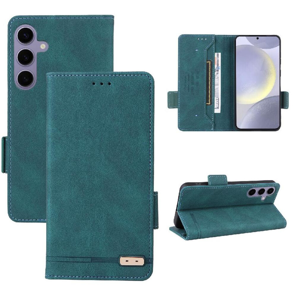 (Green) Flip Case For Samsung Galaxy S25 Cover Magnetic Wallet Card Holder Kickstand With Buckle Green 764549311897
