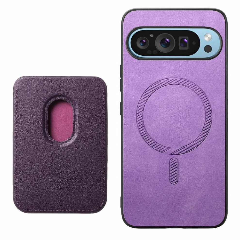 (Purple) Case For Google Pixel 9 Cardholder Strong Magnetic Attraction Cardholder Detachable Purple 764549313440