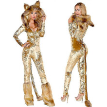 (M,Gold)Plush Golden Lion Black Bear Costume Halloween Animal Cosplay