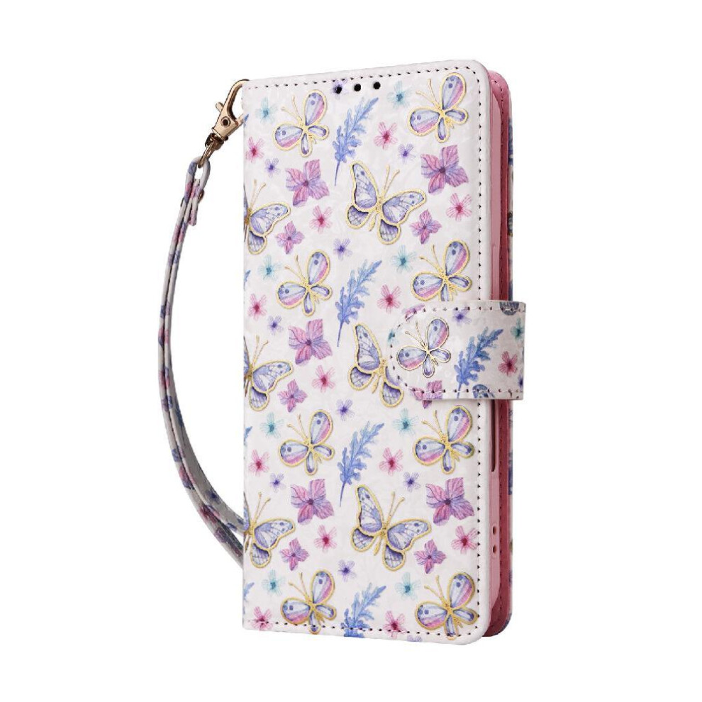 (Ohter) Wallet Phone Case For Samsung Galaxy A25 3 Card Slots Rfid Blocking Painted Flower 1 Bill Compartment Magnetic Closure 764549315314