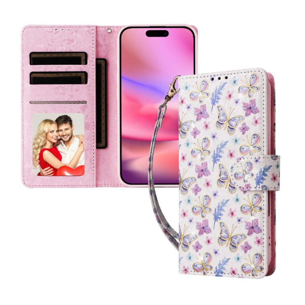 (Ohter) Wallet Phone Case For Samsung Galaxy A55 Rfid Blocking 1 Bill Compartment Painted Flower Magnetic Closure 3 Card Slots 764549315376