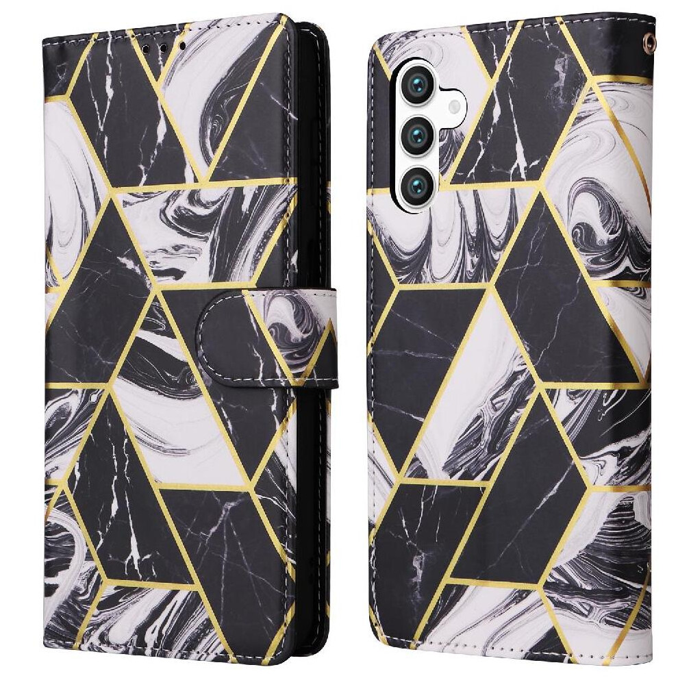 (Black) Wallet Case For Samsung Galaxy S25 Magnetic Closure Pu Leather Wallet Case Wrist Strap Kickstand Black 764549315604