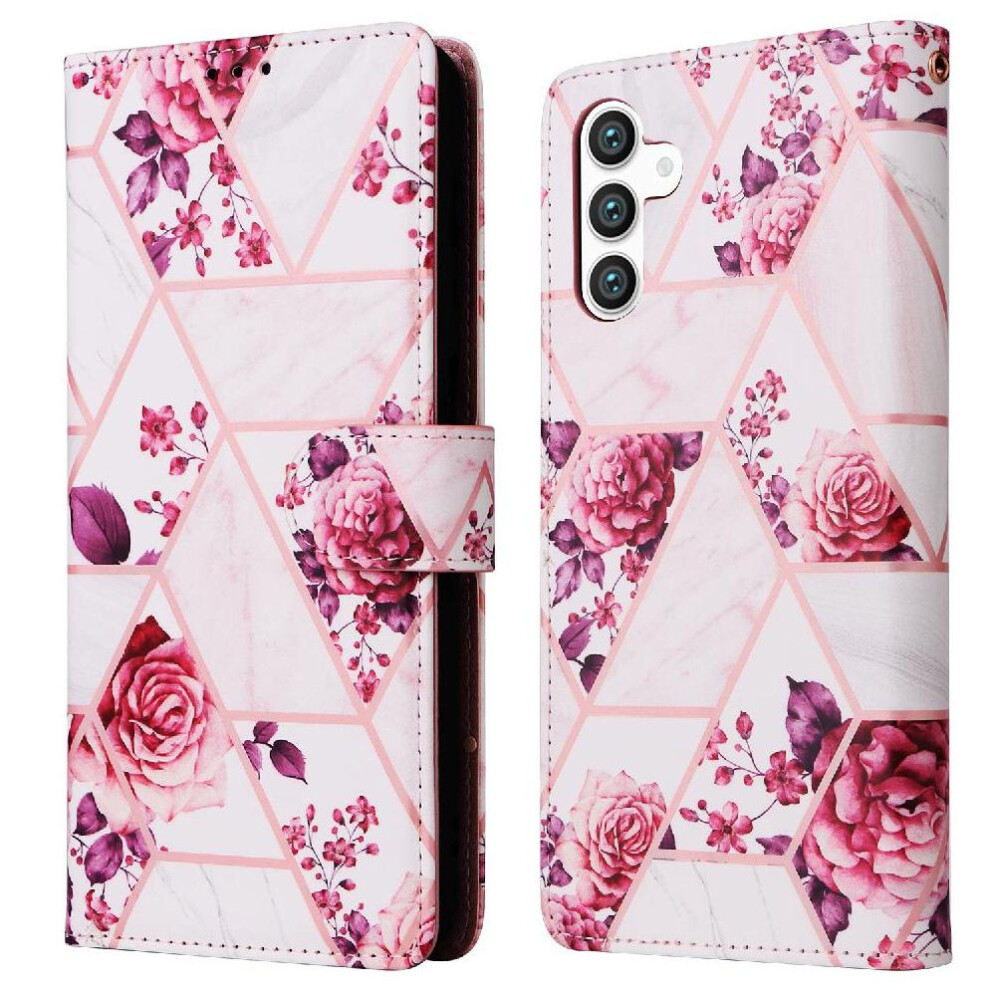 (Rose ) Wallet Case For Samsung Galaxy S25 Magnetic Closure Pu Leather Wallet Case Wrist Strap Kickstand Red 764549315628
