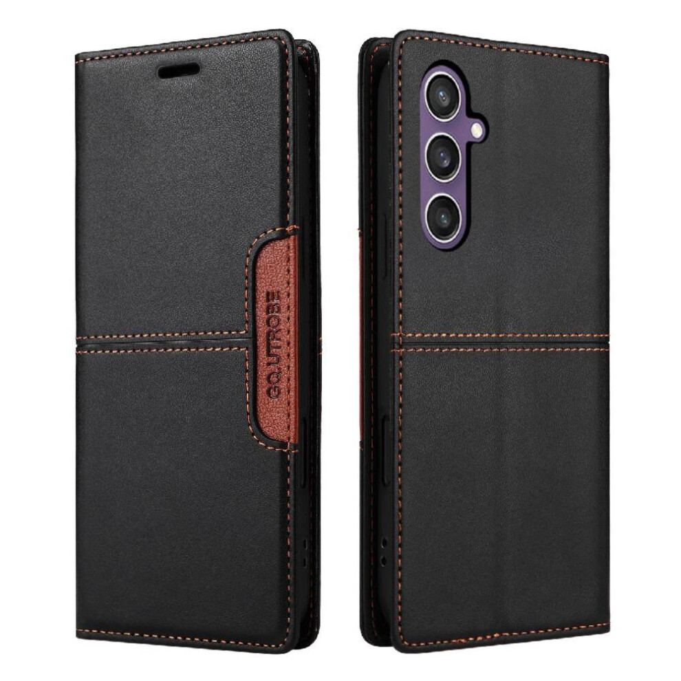 (Black) Flip Case For Samsung Galaxy S24 Fe Rfid Blocking Flip Cover Shockproof Wallet Black 764549316137