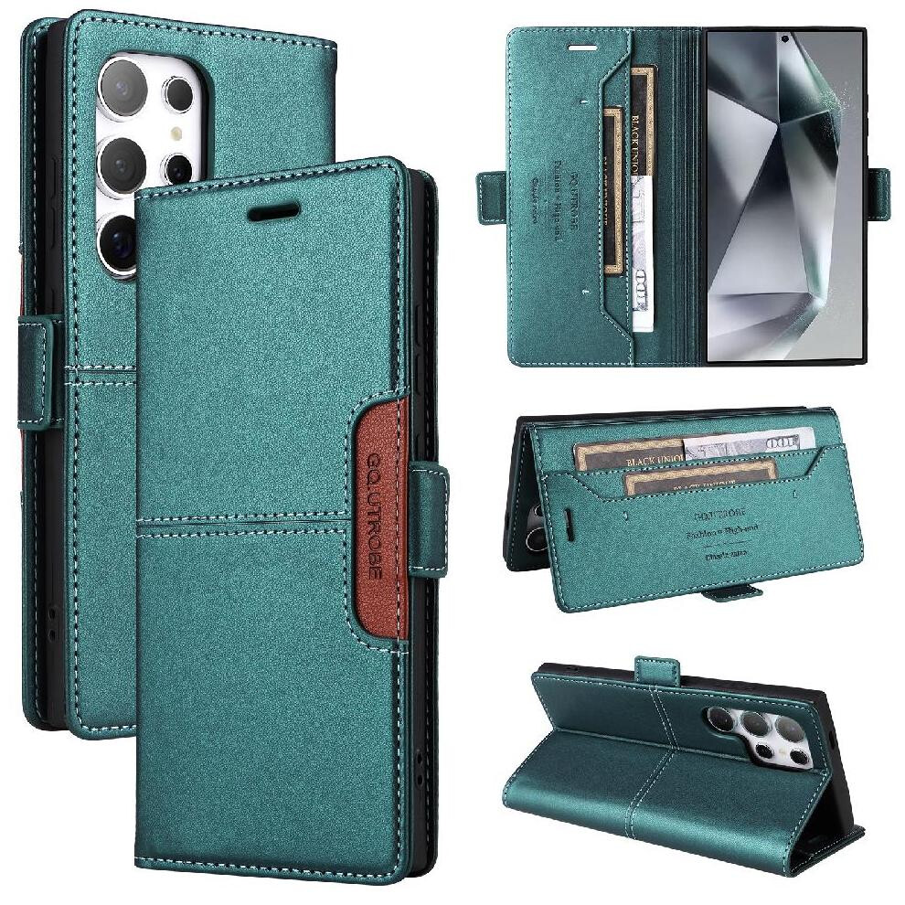 (Green) Flip Case For Samsung Galaxy S24 Ultra Flip Cover Rfid Blocking Wallet Shockproof Green 764549316151