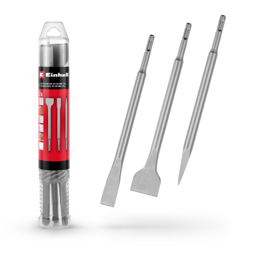 Einhell Einhell 3x Chisel Bit Set 250mm For SDS+ Rotary Hammers Steel Flat Spade 1