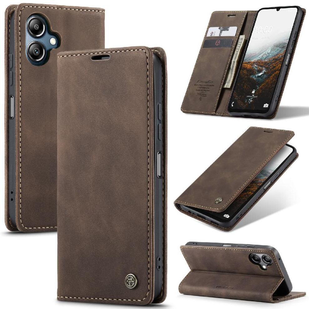 (Brown) Flip Case For Samsung Galaxy A16 Case Card Slot Kickstand Vintage Pu Leather Wallet Magnetic Closure Shockproof Flip Folio Book Brown 764549317677