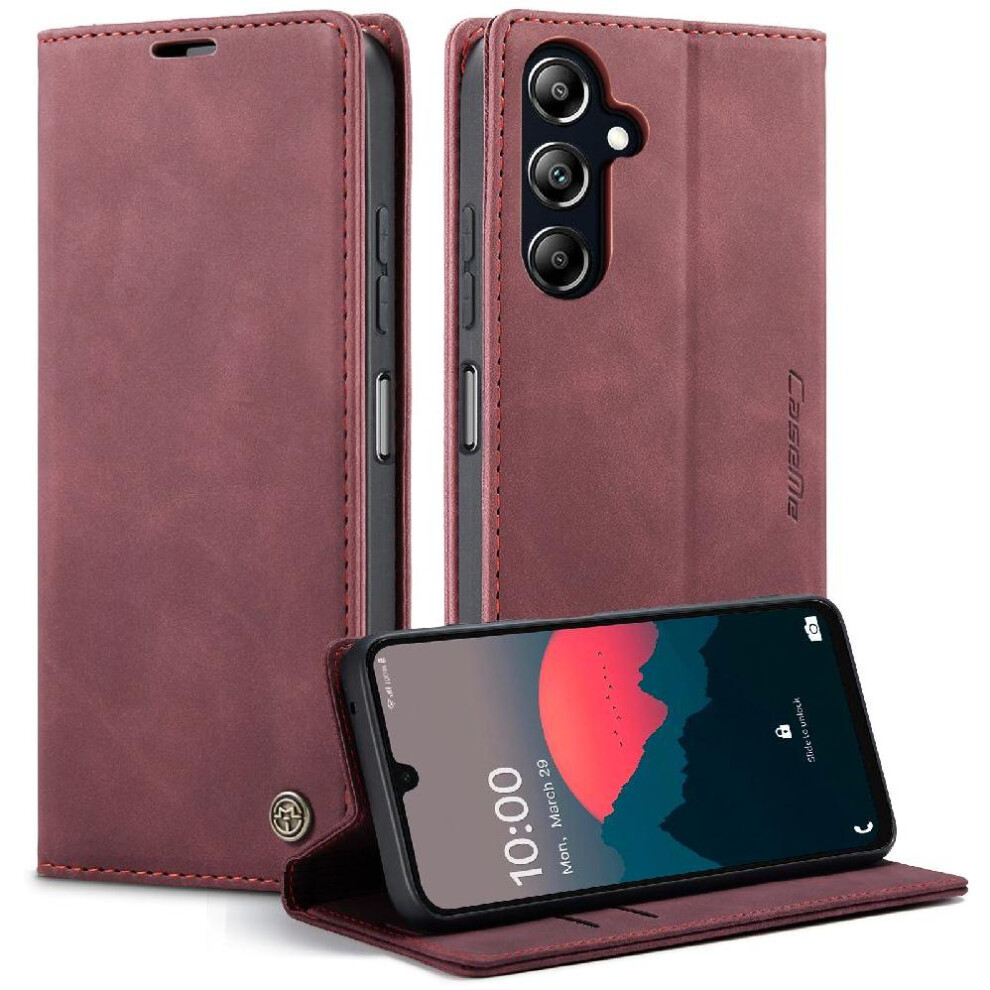 (Red) Flip Case For Samsung Galaxy A16 Case Card Slot Kickstand Vintage Pu Leather Wallet Magnetic Closure Shockproof Flip Folio Book Red 764549317646