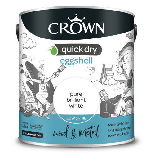 Crown Crown Quick Dry Eggshell Pure Brilliant White 2.5L 1