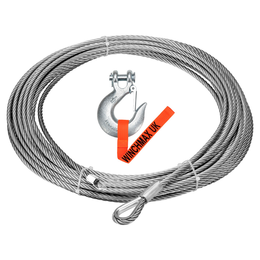 Steel Rope 25m X 14mm, Screw Fix. 1/2 Inch Clevis Hook.