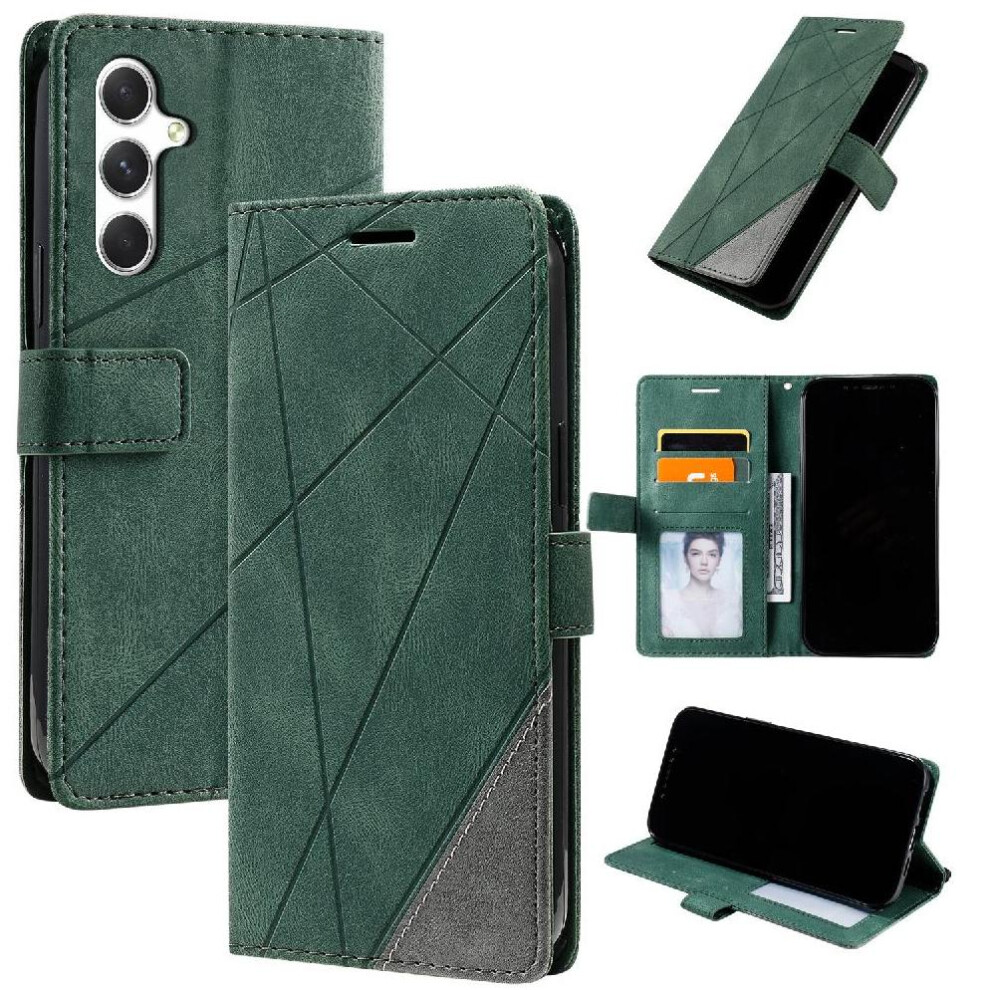 (Green) Case Compatible With Samsung Galaxy S25 Magnetic Shockproof Pu Leather Wallet Flip Folio Card Holder Kickstand Green 764549322718