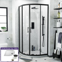 Saturn Black Framed Quadrant 1850 x 870 Corner Shower Enclosure & Tray