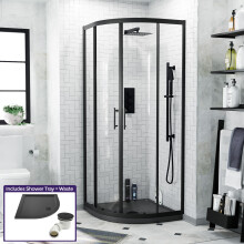 Saturn Quadrant 800mm Shower Enclosure, Tray & Waste Matte Black