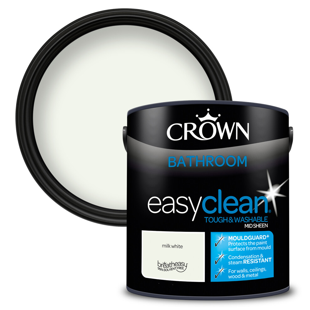 Crown (Milk White) Easyclean Bathroom Mid Sheen 2.5L
