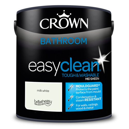 Crown (Milk White) Crown Easyclean Bathroom Mid Sheen 2.5L 2