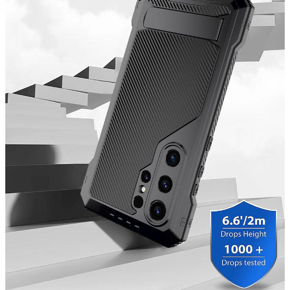 Photos - Case  Metal  Compatible with Samsung Galaxy S24 Ultra 5g Withkickstand Duty Rugged Stand Hinge Protection Pen Holder S(Black)