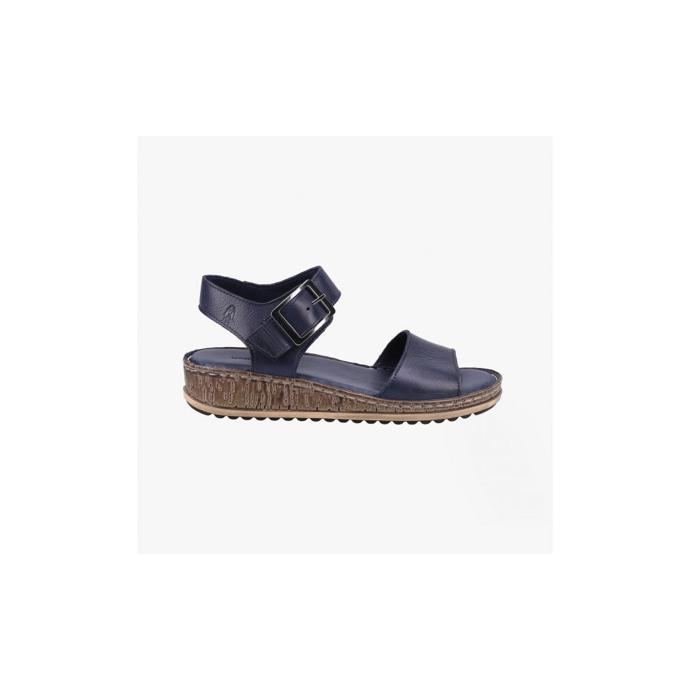 (UK 6) Hush Puppies ELLIE Womens Leather Wedge Sandals Navy