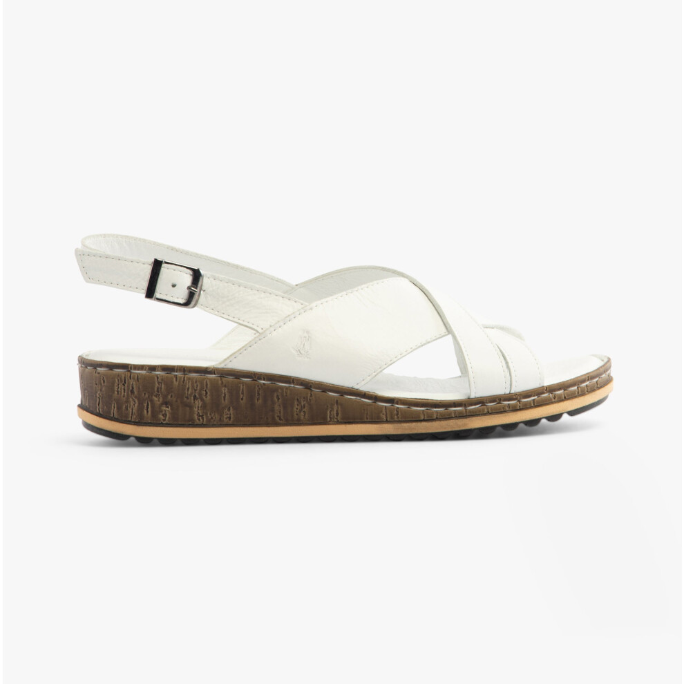 (UK 3) Hush Puppies ELENA Crossover Womens Wedge Sandals White