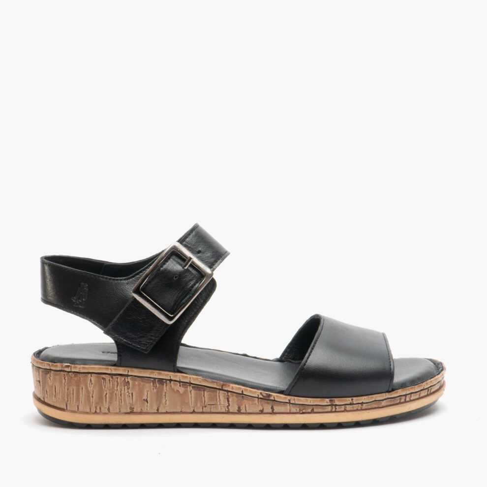 (UK 3) Hush Puppies ELLIE Womens Leather Sandals Black