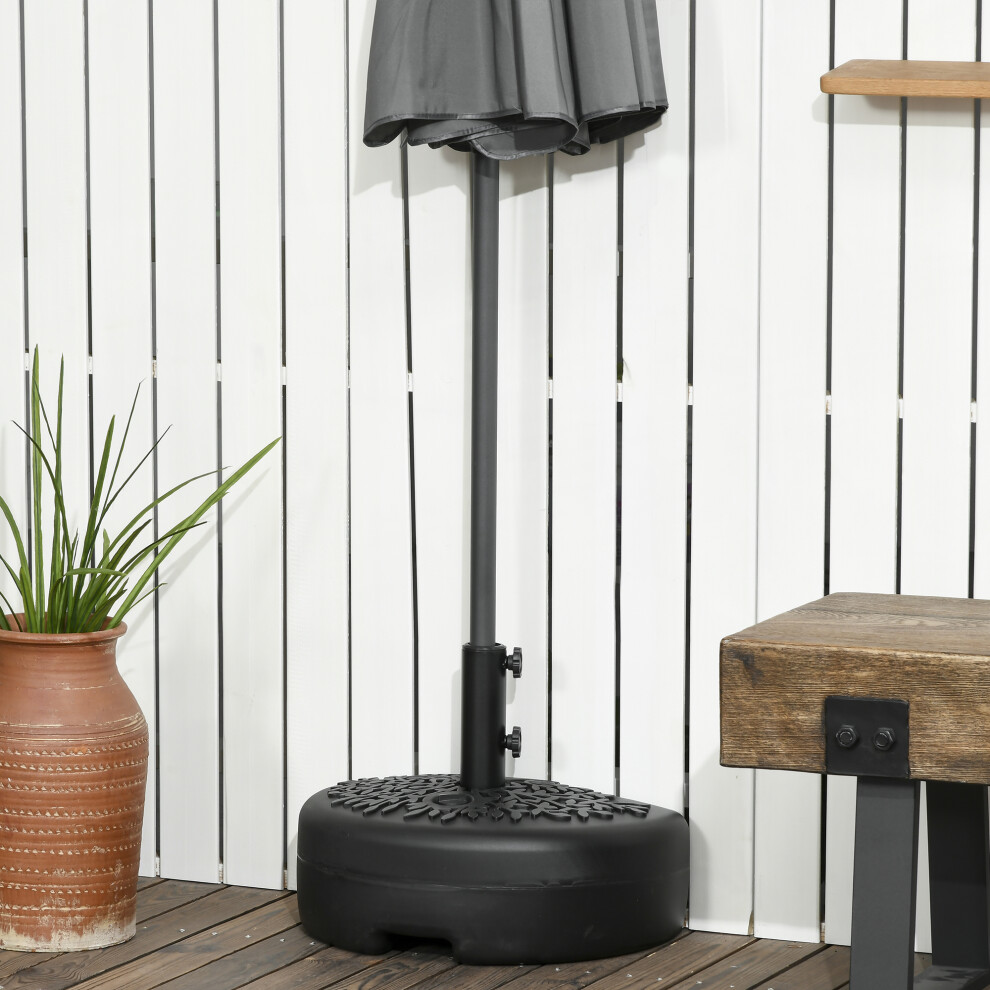 Outsunny Half Round Patio Umbrella Base for 3.8 cm or 4.8 cm Pole, Black