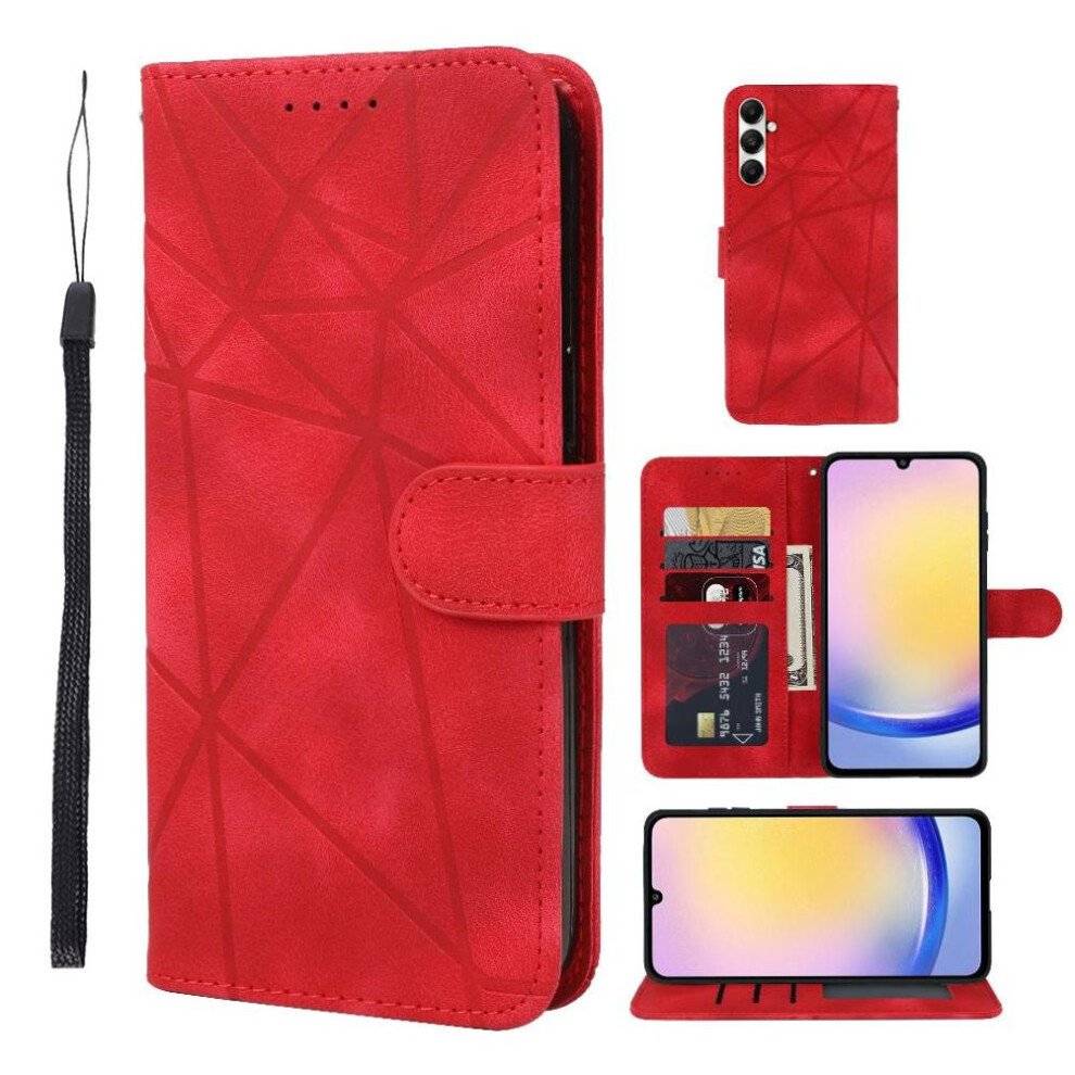(Red) Flip Case Compatible With Samsung Galaxy A25 5G Unisex Flip Card Slot Stand Red 764549327041