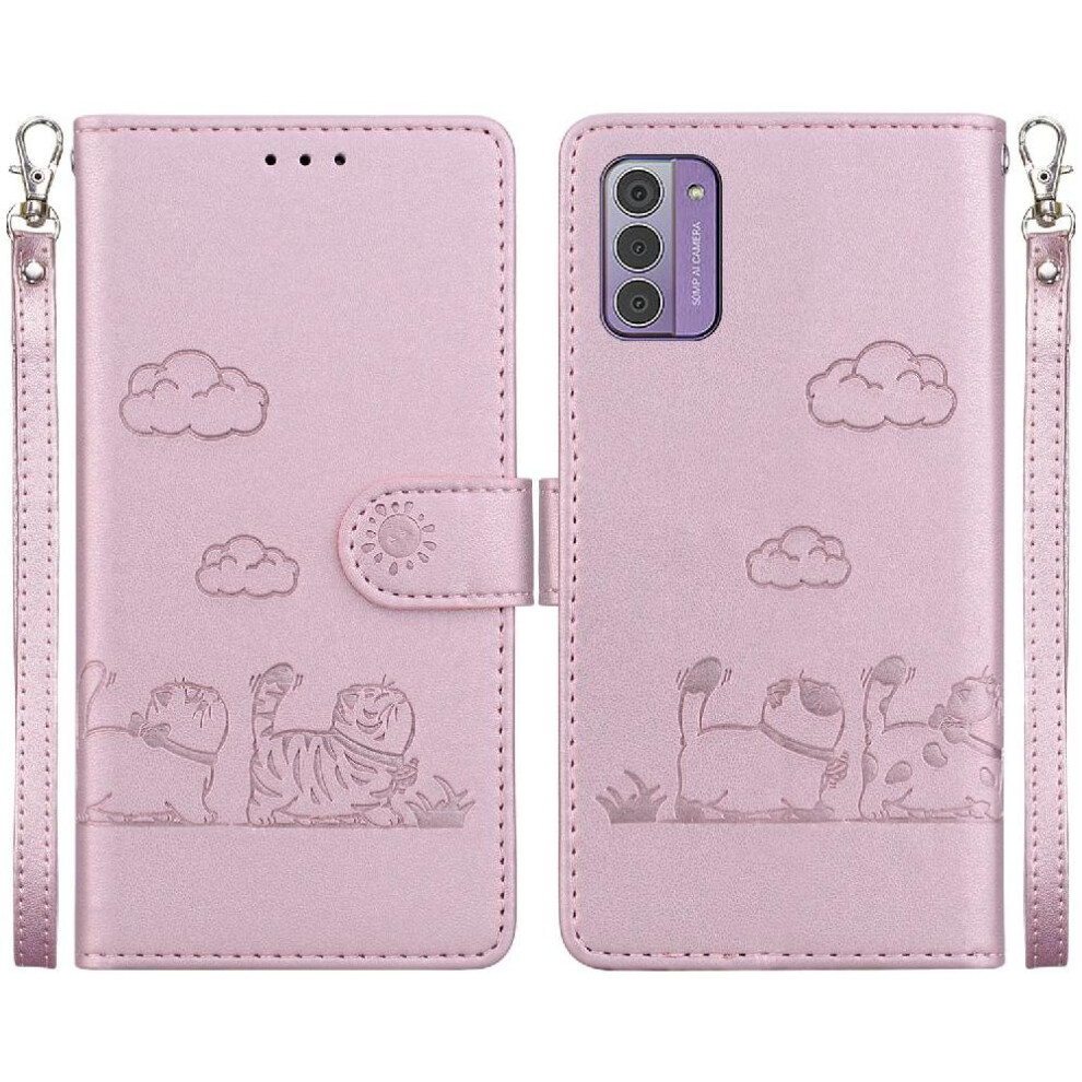 (Pink) Flip Case For Nokia G42 Cat Rfid Card Slot Holder Kickstand Leather Wallet Pink 764549327720
