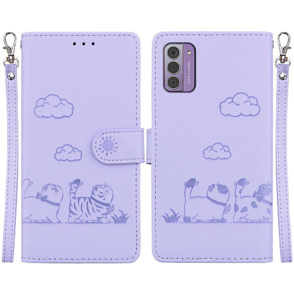 (Purple) Flip Case For Nokia G42 Cat Rfid Card Slot Holder Kickstand Leather Wallet Purple 764549327744
