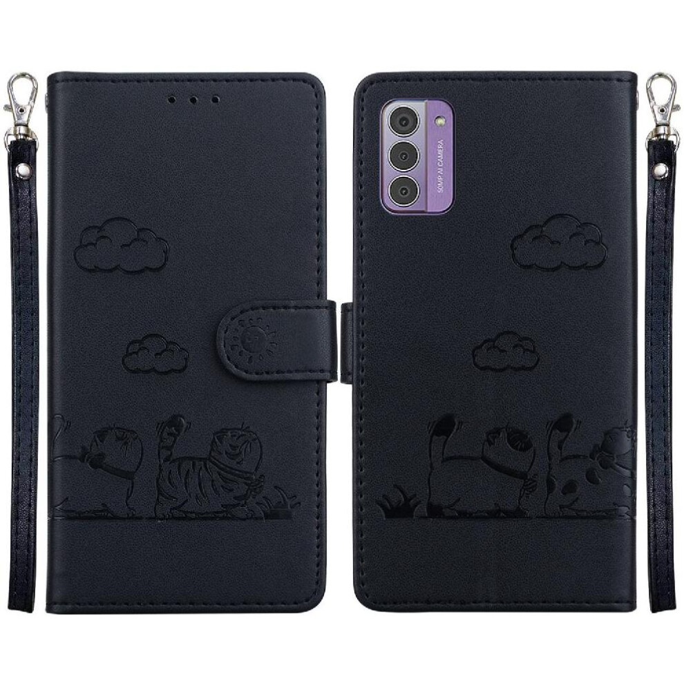 (Black) Flip Case For Nokia G42 Cat Rfid Card Slot Holder Kickstand Leather Wallet Black 764549327775