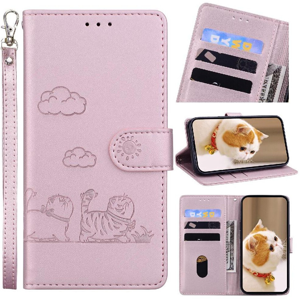 (Pink) Flip Case For Nokia C32 Card Slot Holder Kickstand Leather Wallet Cat Rfid Pink 764549327782