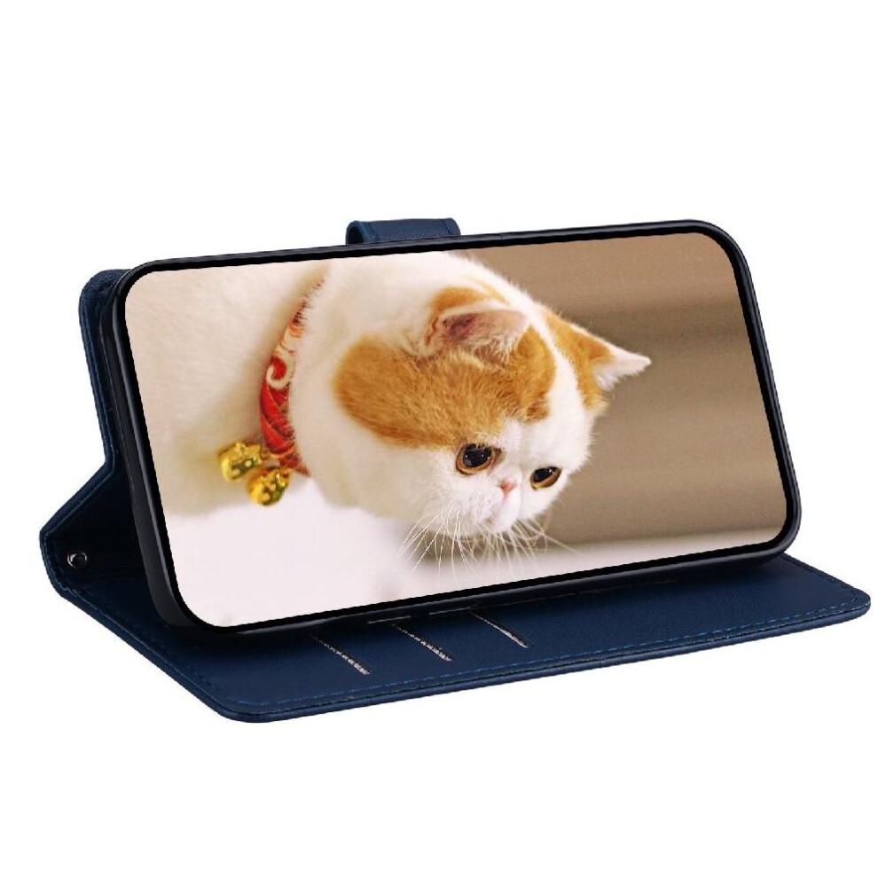 (Blue) Flip Case For Motorola Moto E30 Cat Rfid Card Slot Holder Kickstand Leather Wallet Blue 764549328024