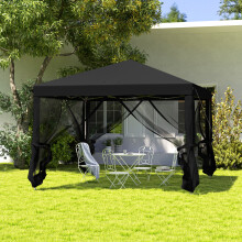 Outsunny Heavy Duty Pop Up Gazebo with Removable Mesh Sidewall Black