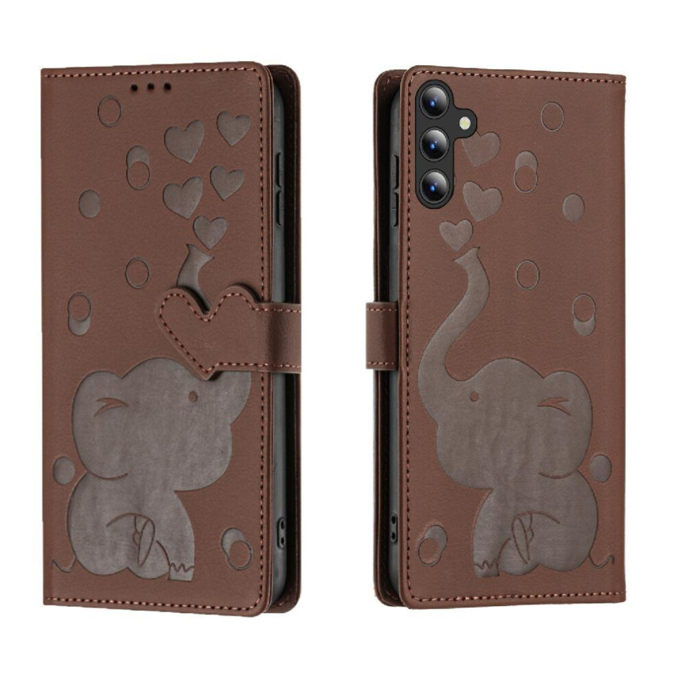 (Brown) Flip Case Compatible With Samsung Galaxy S24 Fe Kickstand Premium Leather Three Card Slots Brown 764549329212