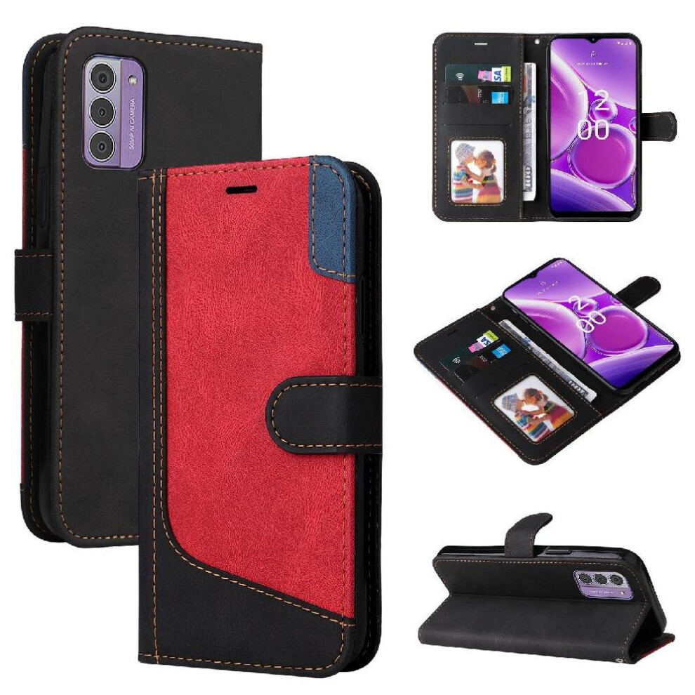 Photos - Case  Flip  for Nokia G42 High Quality Pu Leather with Card Slots Holder and Strap Unique Patchwork Color(Black)