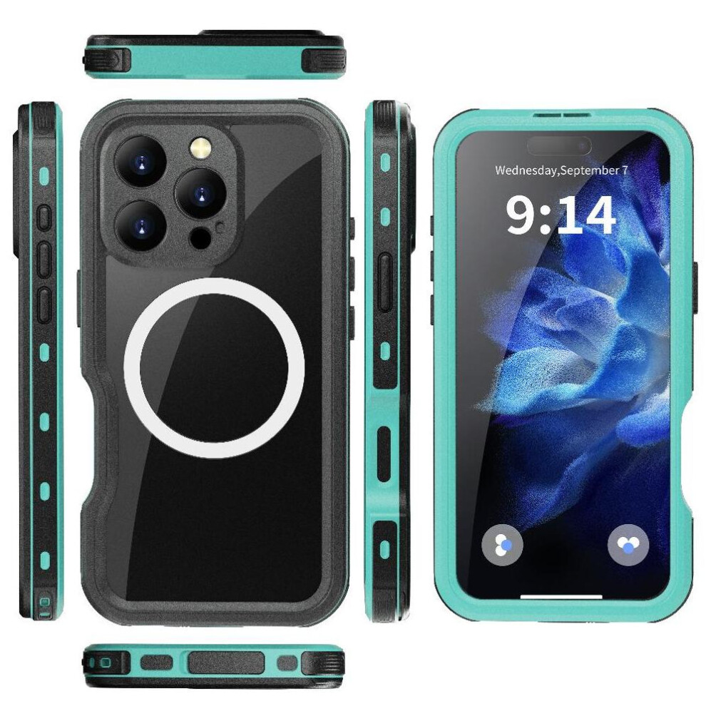 (Blue) Waterproof Case For Iphone 16 Pro Ip68 Waterproof Full 12Ft Military Shockproof Camera Button Suppor Blue 764549329793