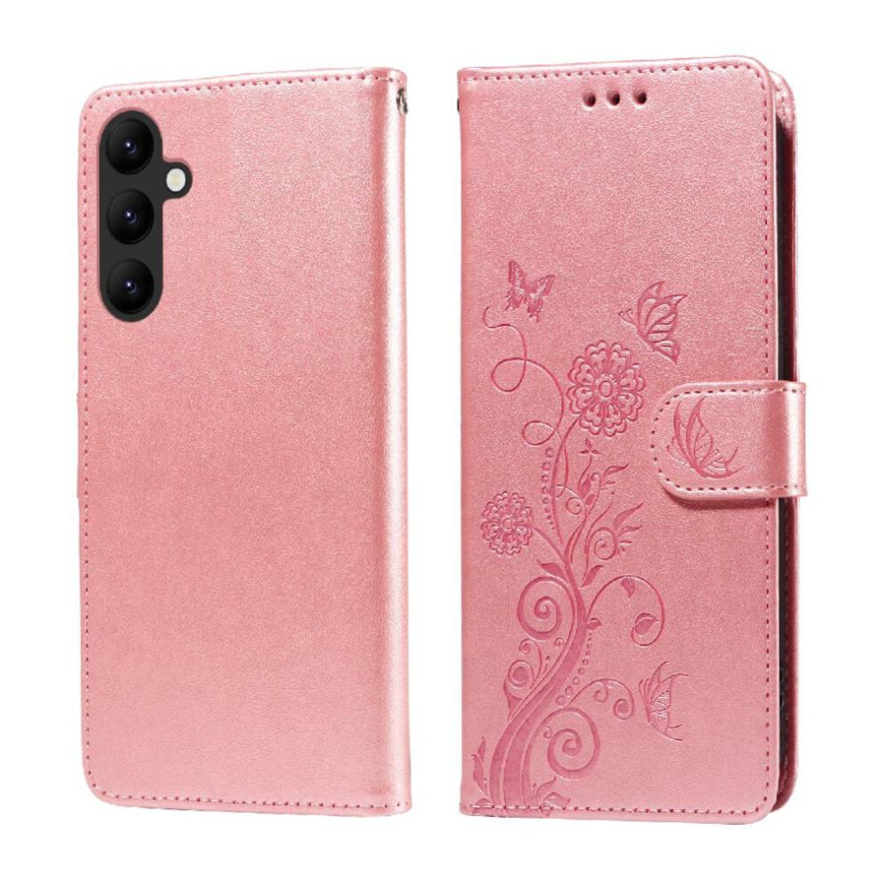 (Rose ) Flip Case Compatible With Samsung Galaxy A24 4G Cardslots Flip Flower Leather Gold 764549331208