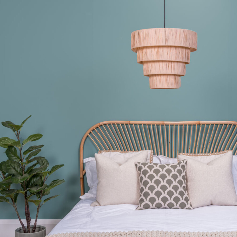 Modern Easy Fit 4 Layer Natural Rattan Raffia Living Room Bedroom Ceiling Pendant Light Shade