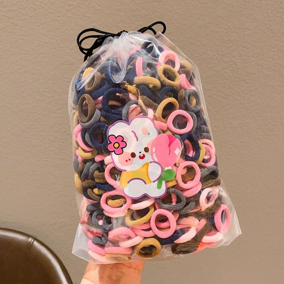 (as the picture, 13#) 100 Pcs/bag Girls Lovely Candy Cartoon Colors Solid Elastic Hair Bands Children Cute Srunchies Rubber Bands Kid Hair Accessories