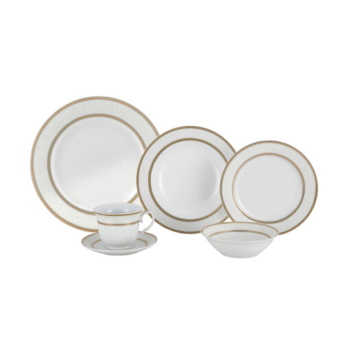 Lorren Home Trends Amelia Dinner Set, Gold 1