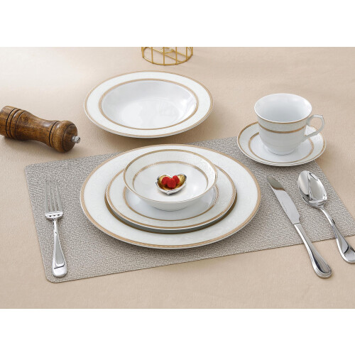 Lorren Home Trends Amelia Dinner Set, Gold 2