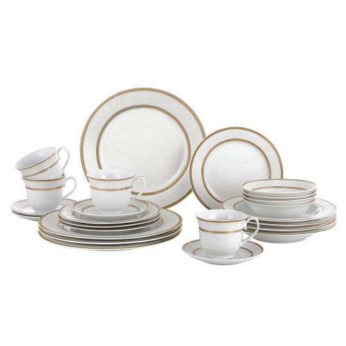 Lorren Home Trends Amelia Dinner Set, Gold
