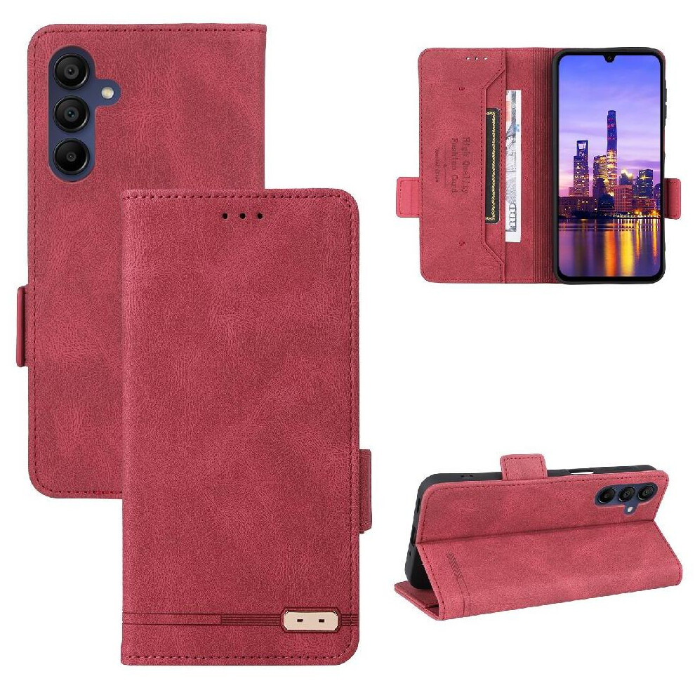 (Red) Flip Case Compatible With Samsung Galaxy A16 Card Holder Cover Kickstand With Buckle Magnetic Wallet Red 764549332939