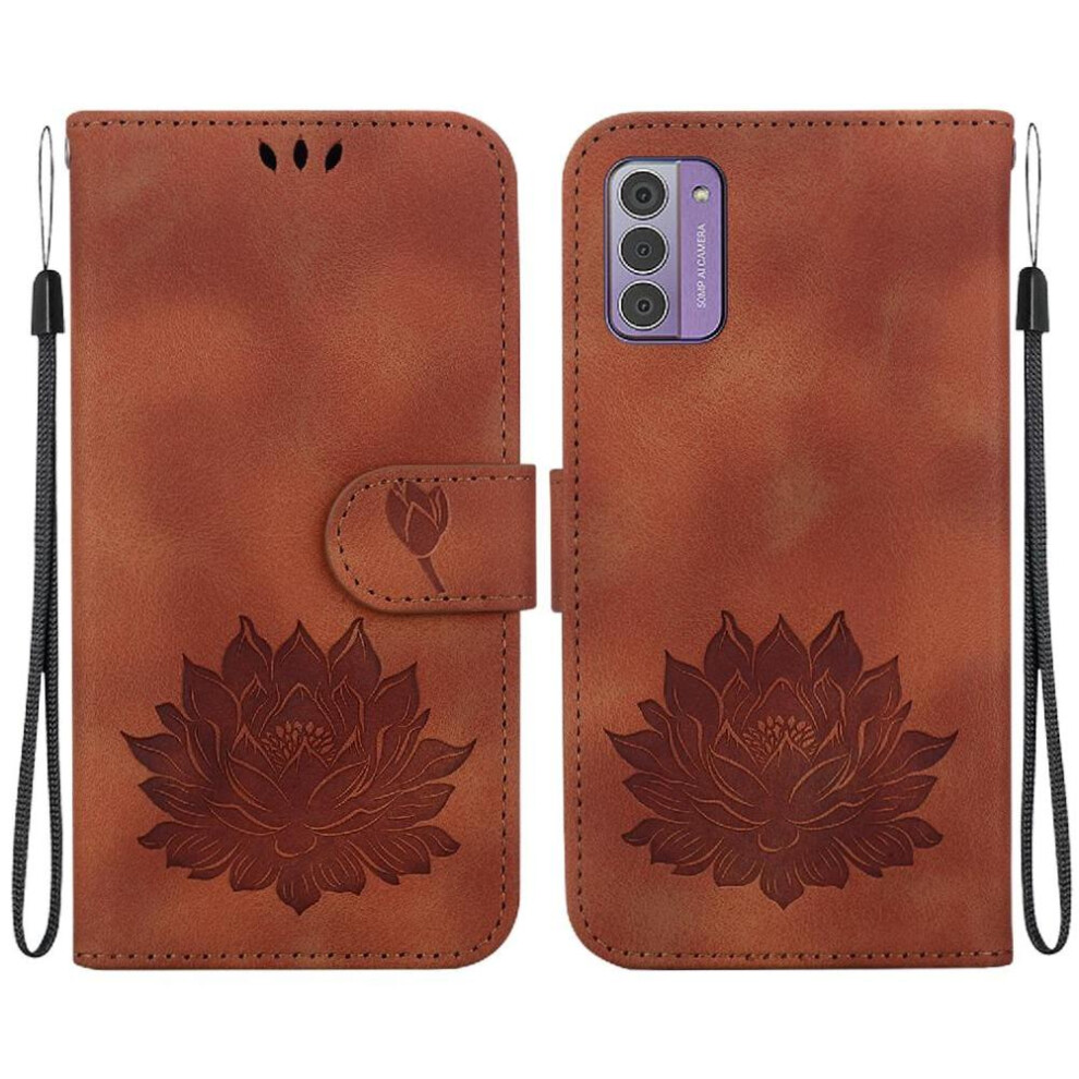 (Brown) Flip Case For Nokia G42 Wallet Kickstand Kickstand Relief Lotus Flower Magnetic Brown 764549332946